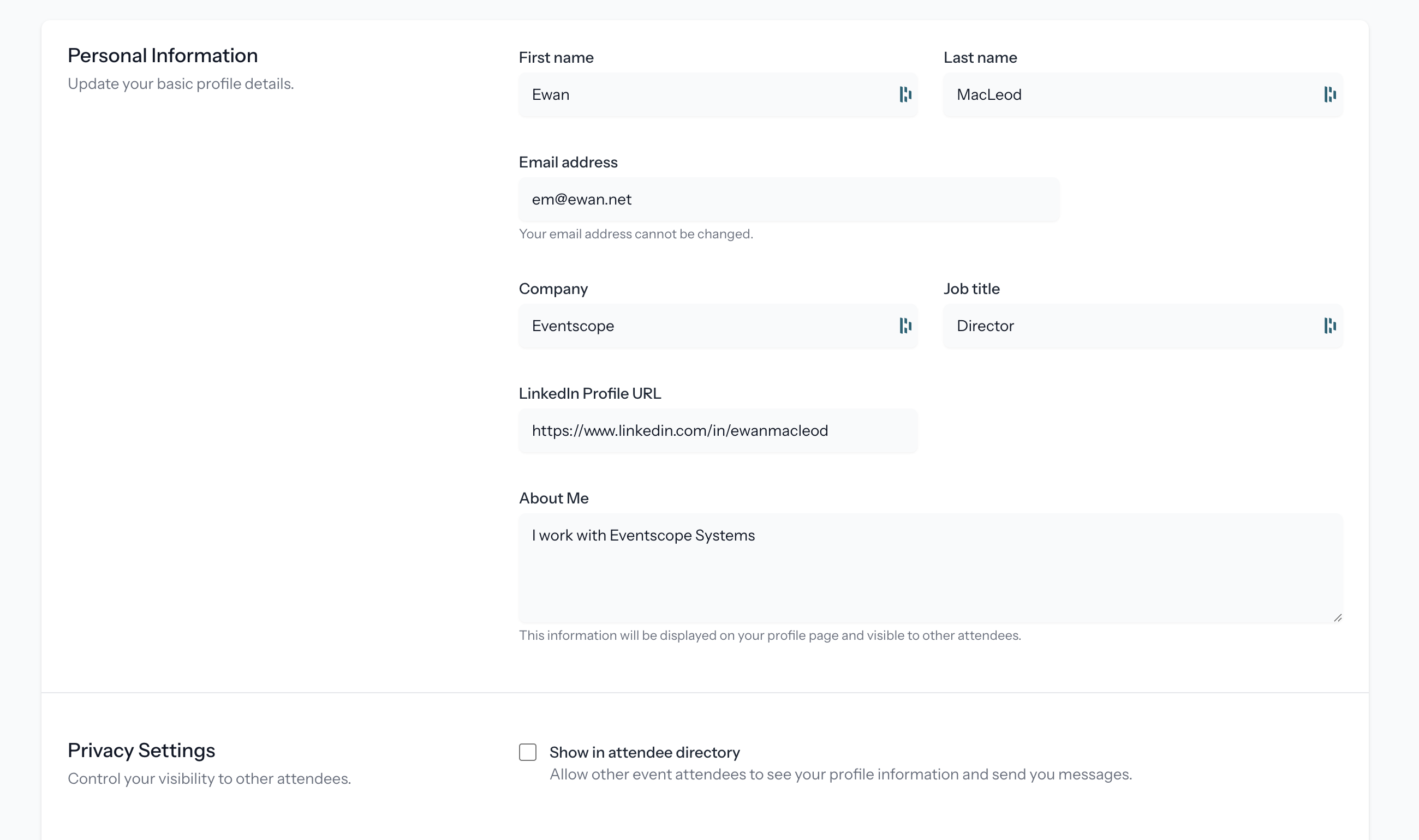 Profile Settings